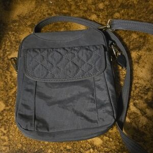 Gray Quilted Travel Crossbody Bag